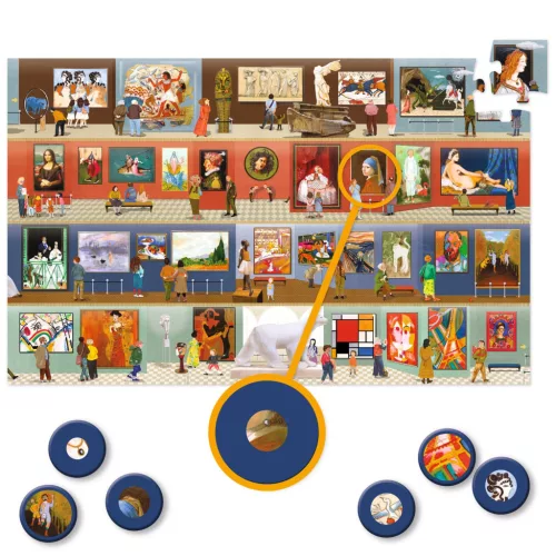 Djeco megfigyeltető puzzle - A múzeumban, 500 db-os - At the Museum + booklet