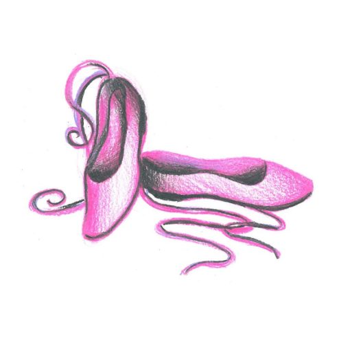 Egyedi, rajzolt öntapadós ovis jel - Balettcipő 2x2