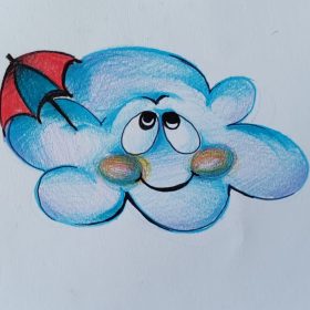 Egyedi, rajzolt öntapadós ovis jel - Felhő 4x4