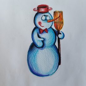 Egyedi, rajzolt öntapadós ovis jel - Hóember 2x2