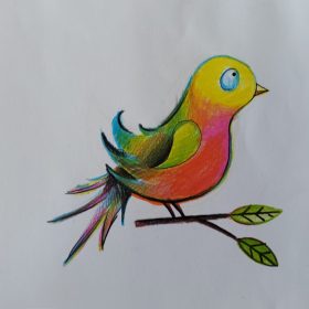 Egyedi, rajzolt öntapadós ovis jel - Madárka 2x2