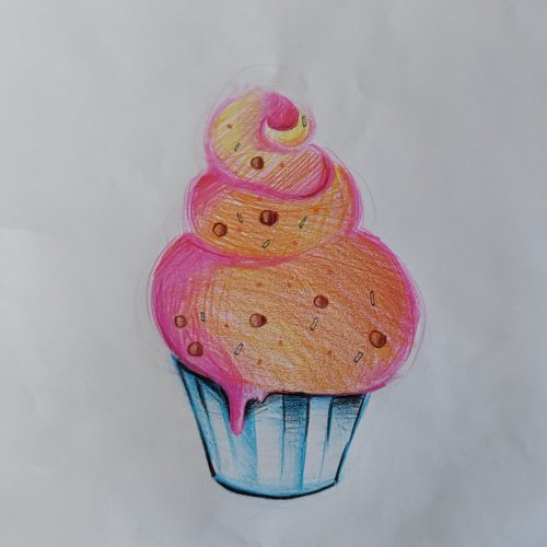 Egyedi, rajzolt öntapadós ovis jel - Muffin 4x4