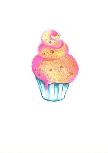 Egyedi, rajzolt öntapadós ovis jel - Muffin 2x2
