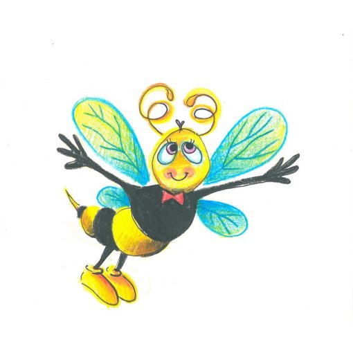 Egyedi, rajzolt öntapadós ovis jel - Méhecske 4x4