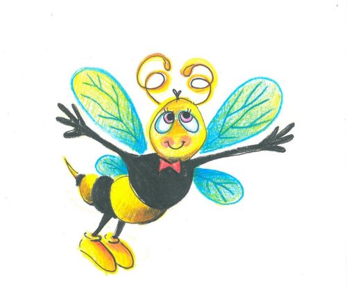 Egyedi, rajzolt vasalható ovis jel - Méhecske 4x4