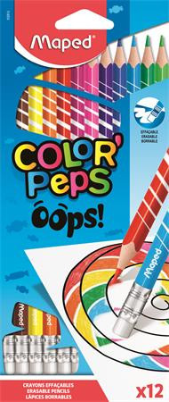 Maped Color Peps Oops - 12-db-os háromszögletű radírozható színes ceruza készlet