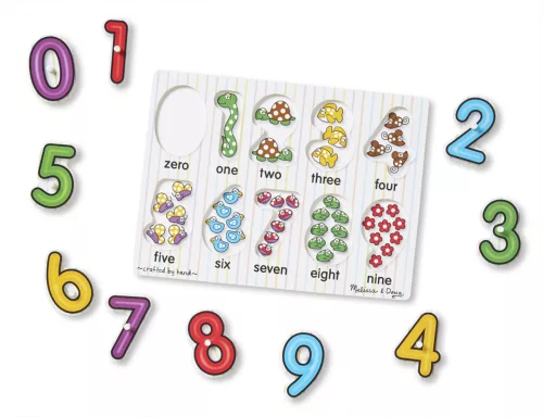 Számok - Fa puzzle fogantyúval - Melissa & Doug