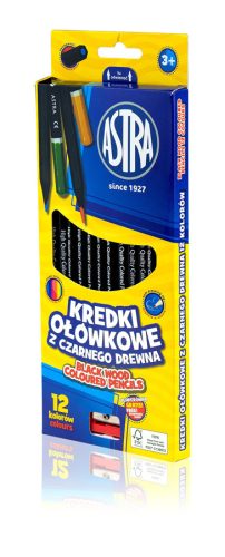 Szines_ceruza_keszlet_fekete_fa_hatszogletu _12_darabos,_ajandek_hegyezovel_ASTRA