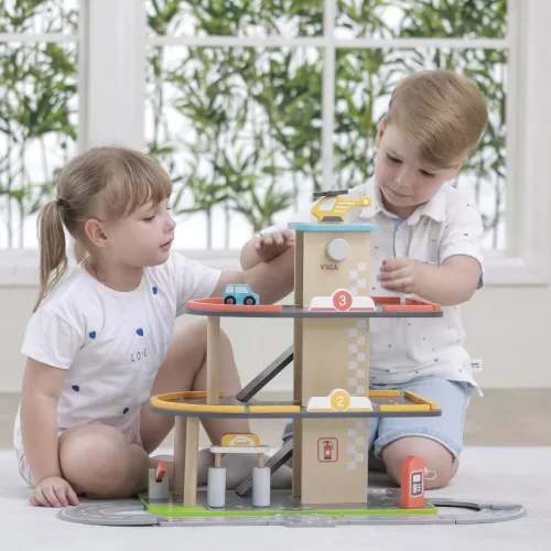 Parkoló 2 emeletes - Viga Toys