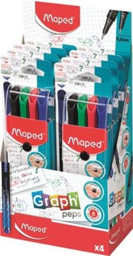 Tűfilc készlet, 0,4 mm, MAPED "Graph'Peps Premium", 4 különböző hagyományos szín