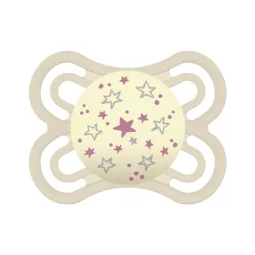   MAM Perfect éjszakai szilikon cumi (2-6 hónap) - Fehér - Rózsaszín csillagok