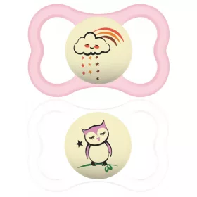   MAM Supreme Trends nyugtató éjszakai cumi dupla - 6h+ - Rózsaszín - felhőcske és bagoly