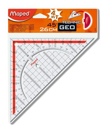 Háromszög vonalzó, műanyag, 45°, 26 cm, MAPED "GeoTechnic"