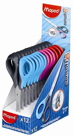 Olló display, általános, 16 cm, MAPED "Sensoft 3D", vegyes színek