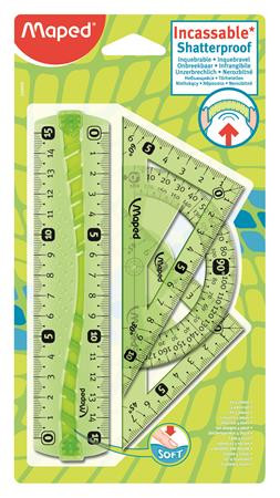 Vonalzókészlet, kicsi, műanyag, hajlítható, 4 darabos, MAPED "Flex"