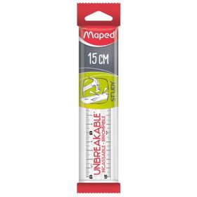   Vonalzó, műanyag, törhetetlen, 15 cm, MAPED "Study Unbreakable", átlátszó