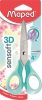 Olló, iskolai, 13 cm, rugalmas nyél, MAPED "Sensoft 3D, vegyes pasztell színek