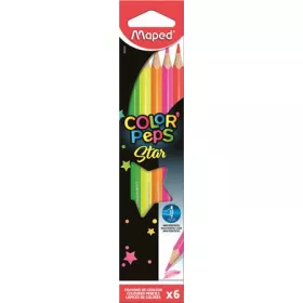   Színes ceruza készlet, háromszögletű, MAPED "Color'Peps Fluo", 6 különböző szín