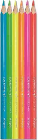 Színes ceruza készlet, háromszögletű, MAPED "Color'Peps Fluo", 6 különböző szín
