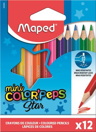 Színes ceruza készlet, háromszögletű, MAPED "Color'Peps Mini", 12 különböző szín
