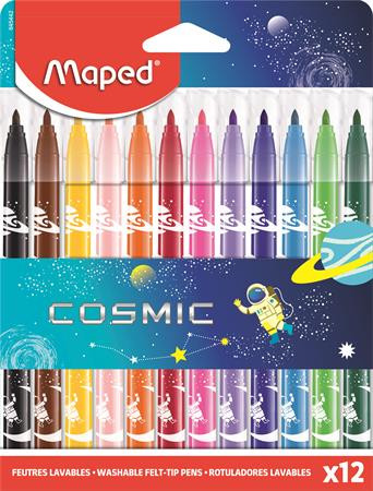 Filctoll készlet, 2,8 mm, kimosható, MAPED "Cosmic", 12 különböző szín