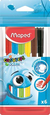 Filctoll készlet, 2 mm, kimosható, MAPED "Color'Peps Ocean", 6 különböző szín