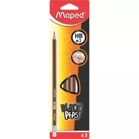   Grafitceruza radírral 3db, HB, FSC 100%, háromszögletű, MAPED "Black'Peps"