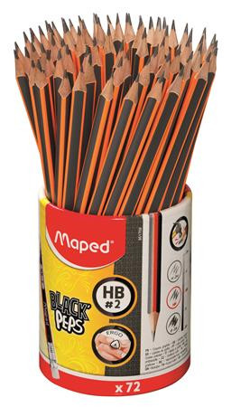 72db -os Grafitceruza radírral, ceruzatartó, HB, háromszögletű, MAPED "Black'Peps"