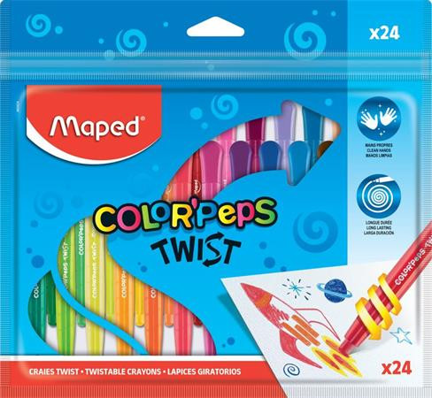 Zsírkréta, kitekerhető, MAPED "Color'Peps", 24 különböző szín