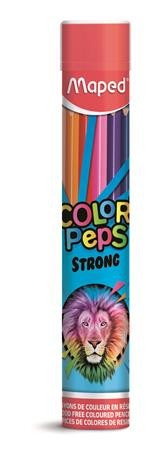 Színes ceruza készlet, háromszögletű, fémhengerben, MAPED "Color'Peps Strong" 12 különböző szín