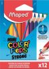Színes ceruza készlet, háromszögletű, MAPED "Mini Color'Peps Strong", 12 különböző szín