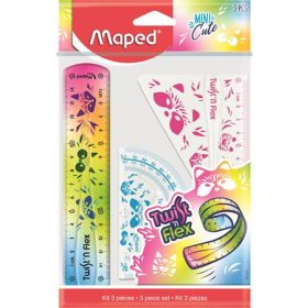   Vonalzókészlet, műanyag, törhetetlen, 3 darabos, MAPED "Mini Cute Twist 'n Flex"