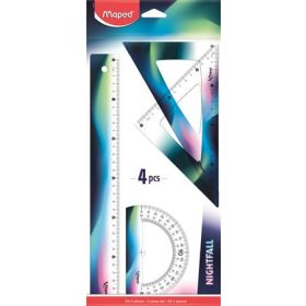   Vonalzókészlet, műanyag, 4 darabos, MAPED "Nightfall", 30 cm