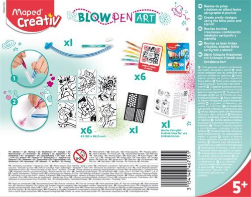 Fújós filctoll készlet, MAPED CREATIV, "Blow pen Art", csíkozás