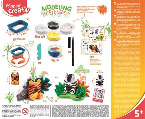 Modellező gyurma készlet, levegőre száradó, MAPED CREATIV, "Modeling Friends Wild", vadvilág